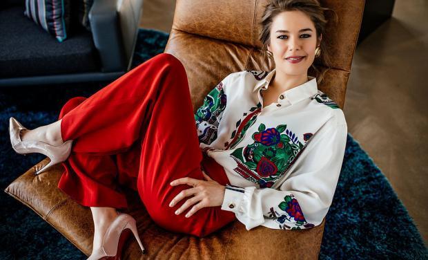 Burcu Biricik red corduroy