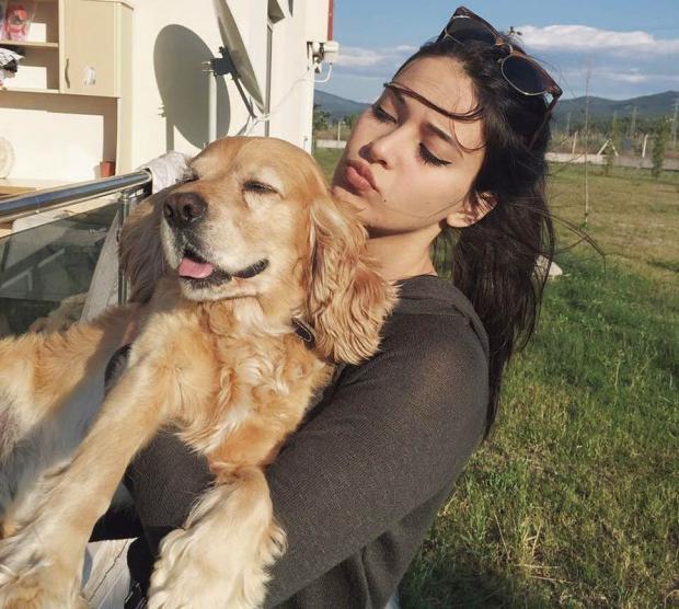 Devrim Ozkan and her dog